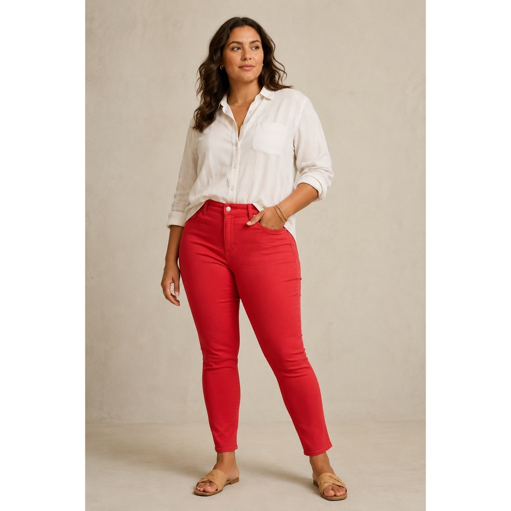 Talbots Slimming Jegging Red High Waist Skinny Leg Ankle Pants Size 18 NWT
